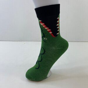 Mens Crew Socks Set 1 Alligator Print Green Black White Pink